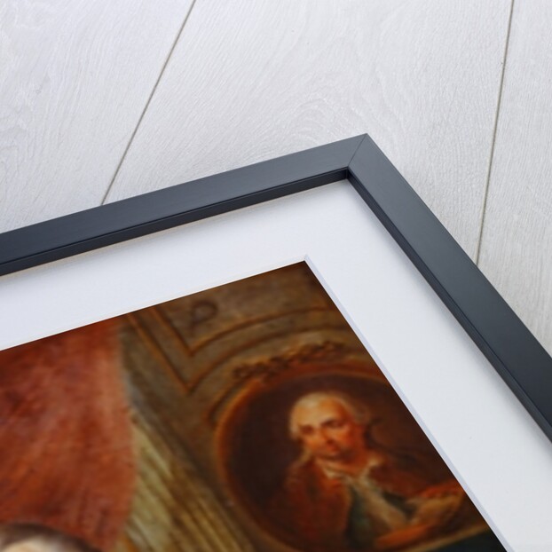 Portrait of Samuel Teleki with an oval portrait of Samuel Bruchental in the background by Janos Marton Stock