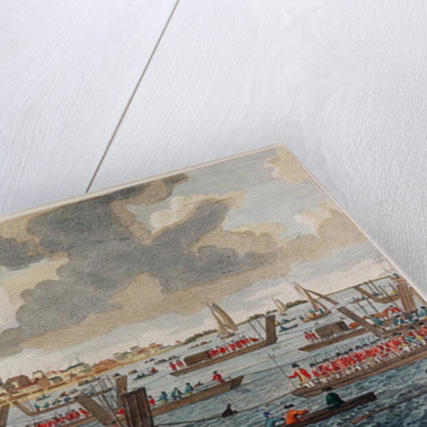 View of Gravesend with troops crossing the Thames to Tilbury Fort by English School