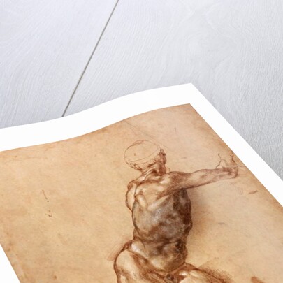 A seated male nude twisting around, c.1505 by Michelangelo Buonarroti