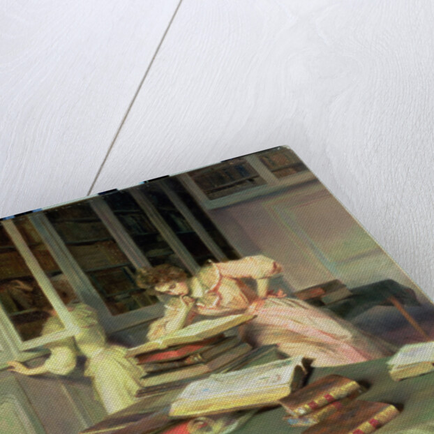 Elegant Women in a Library by Edouard Gelhay