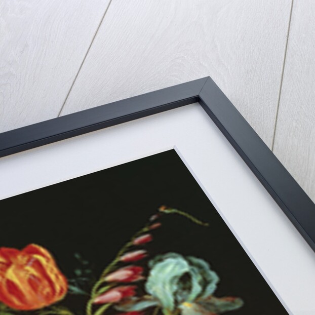 A Still Life of Flowers in a Porcelain Vase Resting on a Ledge by Phillipe de Marlier