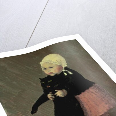 A Small Girl with a Cat, 1889 by Theophile Alexandre Steinlen