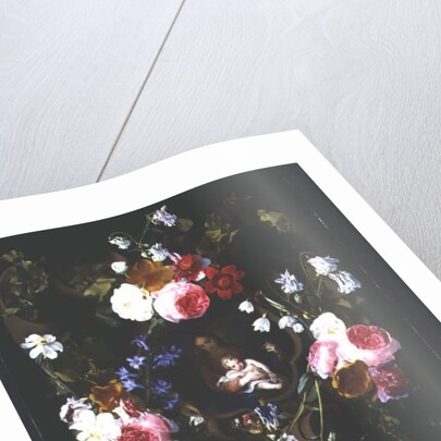 Madonna and Child Surrounded by a Garland of Flowers by Christiaan Luykx or Luycks