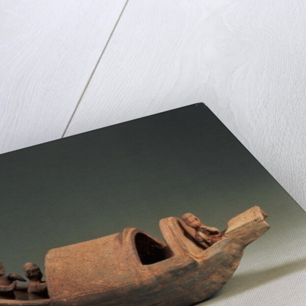 Boat and crew, tomb artefact, Eastern Han Dynasty, 25-220 AD by School Chinese