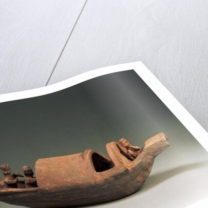 Boat and crew, tomb artefact, Eastern Han Dynasty, 25-220 AD by School Chinese