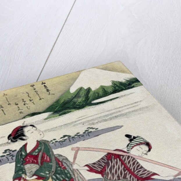 Salt Maidens on the Tago-no-ura Beach with Mt. Fuji Behind by Suzuki Harunobu