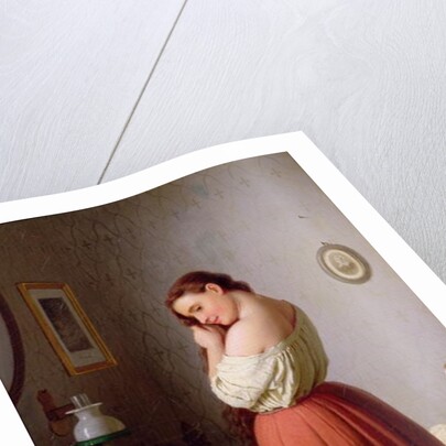 Young Woman Plaiting her Hair by Meyer von Bremen