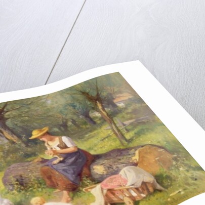 Mother and Child with Geese by Adolf Ernst Meissner