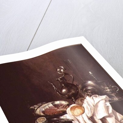 Still Life of Ham and Silver Plate by Willem Claesz. Heda