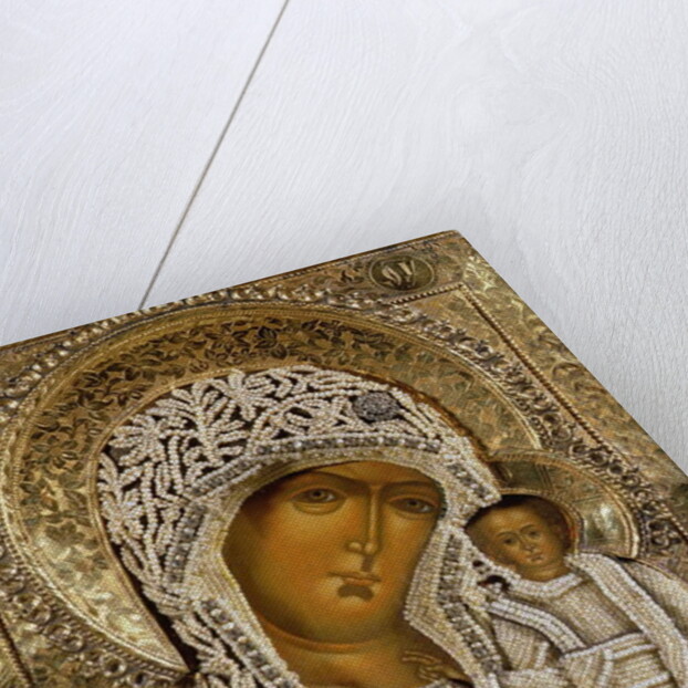 Detail of an icon showing the Virgin of Kazan by Yegor Petrov, Moscow, 1788 by Russian School