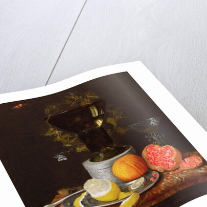 A Still Life with a Glass and Fruit on a Ledge by Wilhelm Ernst Wunder