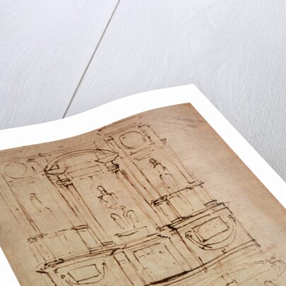 Study for a double tomb for the Medici Tombs in the New Sacristy, 1521 by Michelangelo Buonarroti