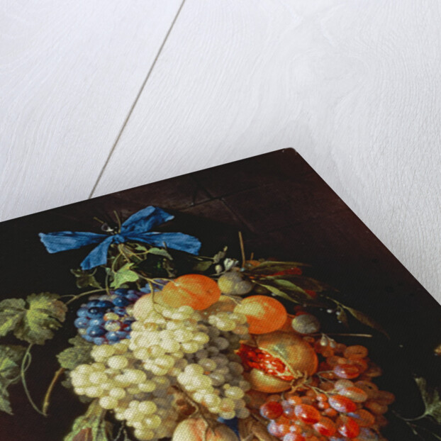 Bouquet of Fruit with Eucharistic Symbols on a Ledge Below by Cornelis de Heem