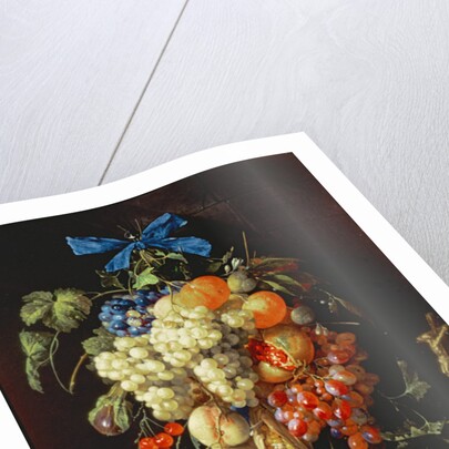 Bouquet of Fruit with Eucharistic Symbols on a Ledge Below by Cornelis de Heem