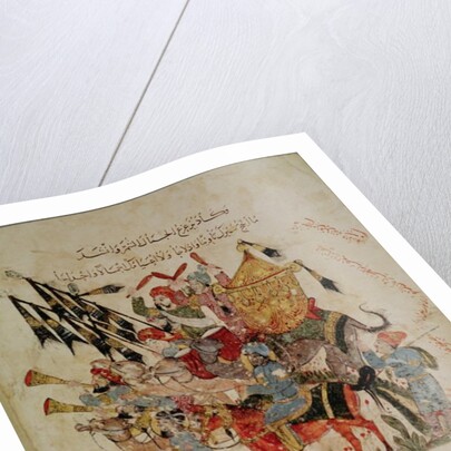 Ar 5847 f.94v, Caravan going to Mecca from 'The Maqamat' by Al-Hariri, c.1240 by Yahya ibn Mahmud Al-Wasiti