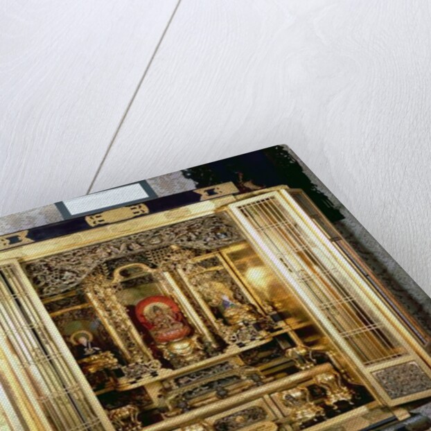 Butsudan shrine from a Daimyo's palace at Kyoto, contains a representation of a temple with graduated pagoda roof by School Japanese