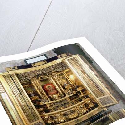 Butsudan shrine from a Daimyo's palace at Kyoto, contains a representation of a temple with graduated pagoda roof by School Japanese