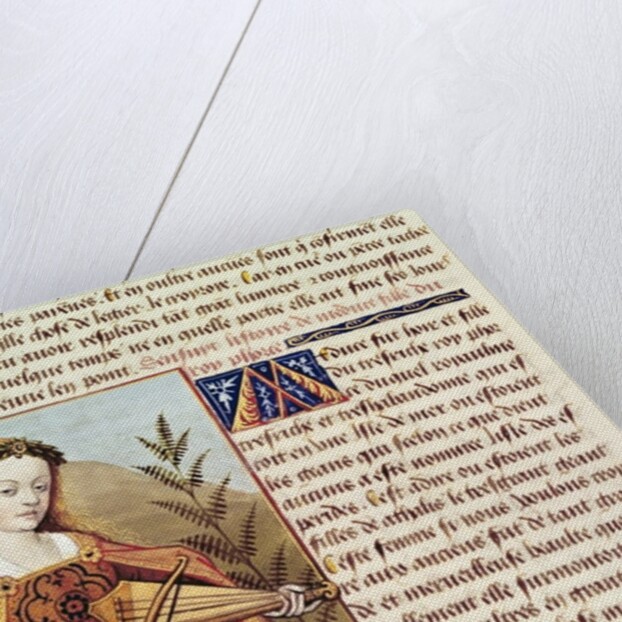 Fr 599 f.19 Woman playing a viol, from `Des Cleres et Nobles Femmes' by School French