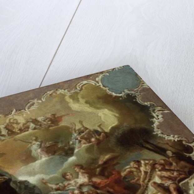 Modello for a ceiling decoration depicting Ceres with the fruits of the earth with Time overcoming Envy and Flora offering Flowers to Apollo by Martin Knoller