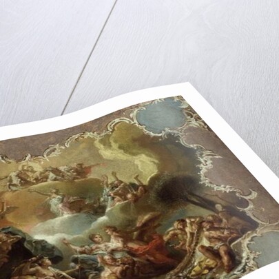 Modello for a ceiling decoration depicting Ceres with the fruits of the earth with Time overcoming Envy and Flora offering Flowers to Apollo by Martin Knoller