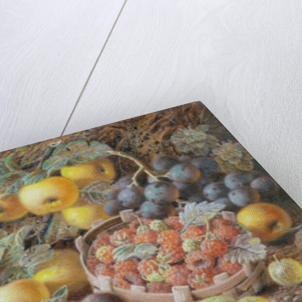 Still Life of Apples, Grapes, Raspberries, Gooseberries and Peach by Oliver Clare