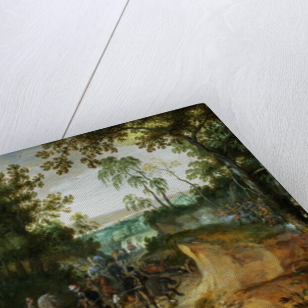 A Cavalry Column Ambushed on a Woodland path by Sebastian Vrancx