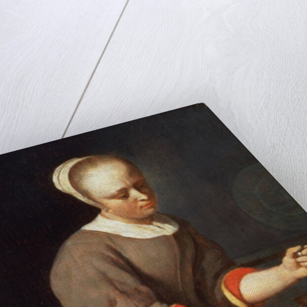 Young girl with a pestle and mortar by Gabriel Metsu