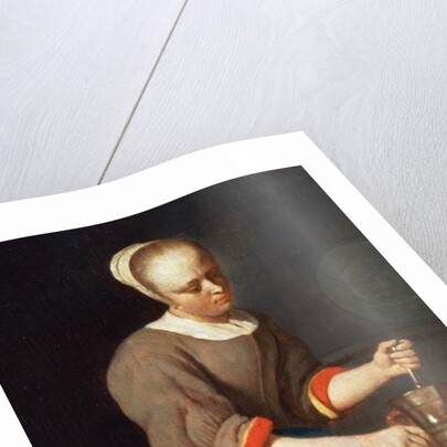 Young girl with a pestle and mortar by Gabriel Metsu