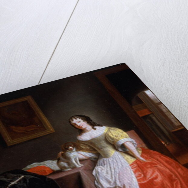 Lady in a yellow and red dress by Samuel van Hoogstraten