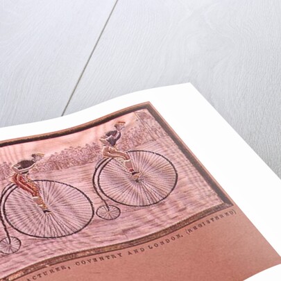 The Last Lap, Penny Farthing Race woven silk Stevengraph, by Thomas Stevens of Coventry, 1872 by Anonymous