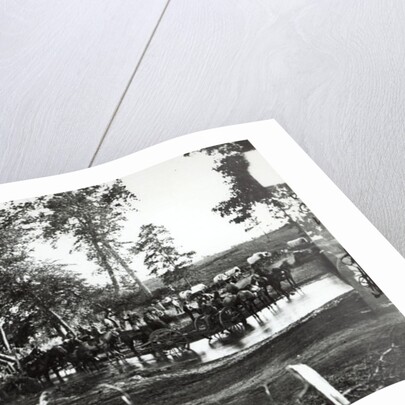 Federal battery fording a tributary of the river Rappahannock on battle day, Cedar Mountain, Virginia, August 9th, 1862 by American Photographer