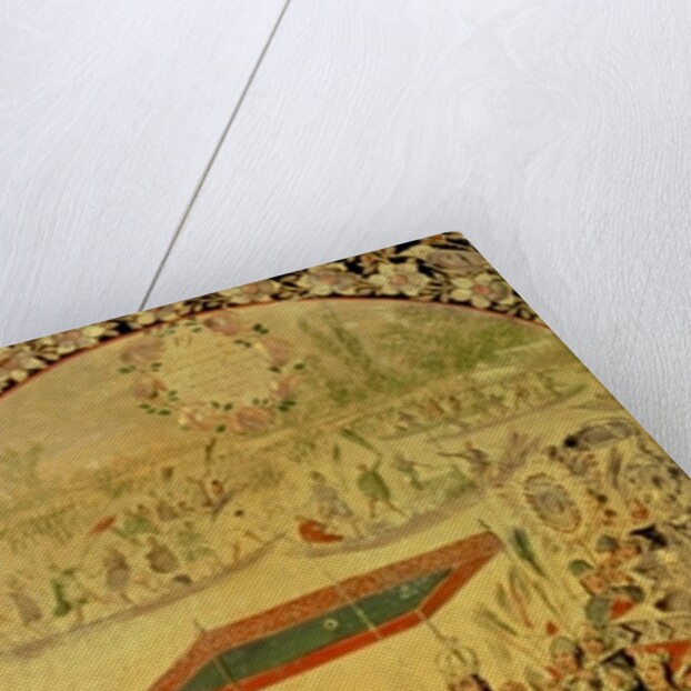 One of a pair of panels depicting the encounter between Hernando Cortes and Montezuma: Montezuma and his followers, 1698 by Miguel and Juan Gonzalez