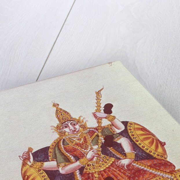 Saratheswathee, hindu goddess of learning, with Singhalese and English inscription by School Indian