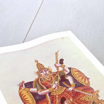 Saratheswathee, hindu goddess of learning, with Singhalese and English inscription by School Indian