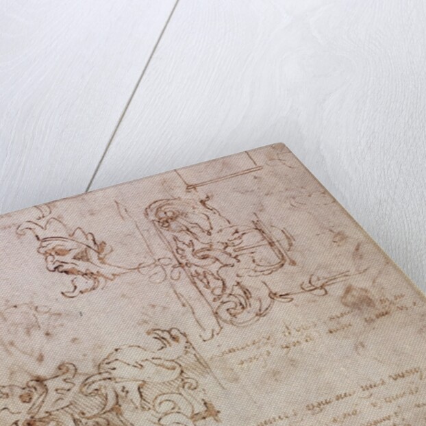 W.3v Roughly sketched designs for furniture and decorations by Michelangelo Buonarroti