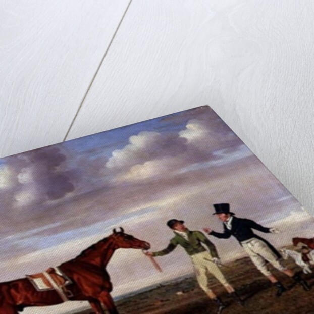 Zinganee held by Sam Chifney Junior with the owner Mr. William Chifney, at Newmarket, c.1829 by Benjamin Marshall