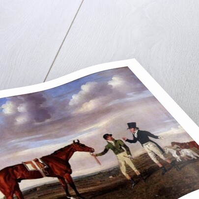 Zinganee held by Sam Chifney Junior with the owner Mr. William Chifney, at Newmarket, c.1829 by Benjamin Marshall