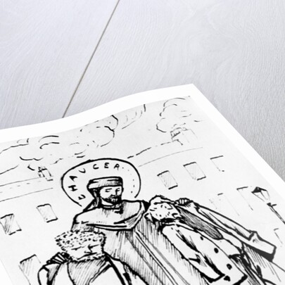 William Morris and Edward Burne-Jones being blessed by Chaucer, cartoon, 1896 by Edward Coley Burne-Jones