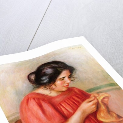 Gabrielle darning, 1908 by Pierre Auguste Renoir