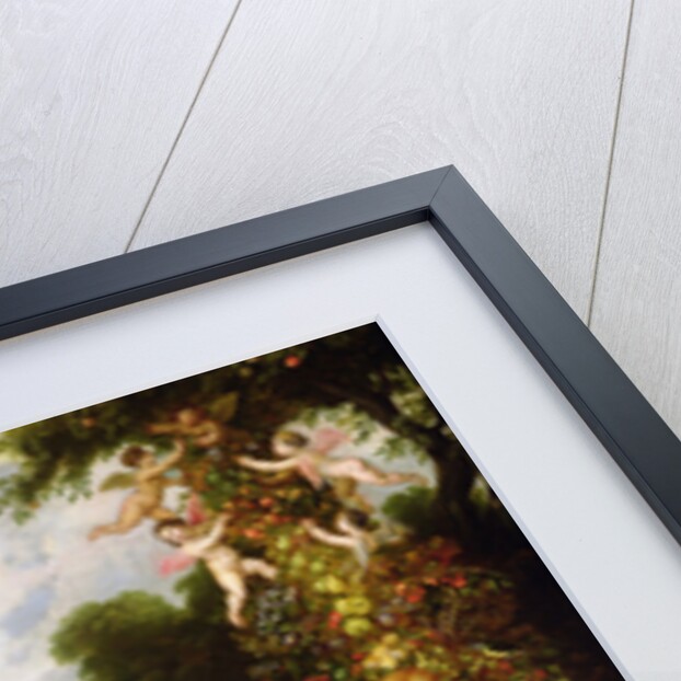 Holy Family in a landscape with a garland of fruit and vegetables by J. & Avont P. van Brueghel