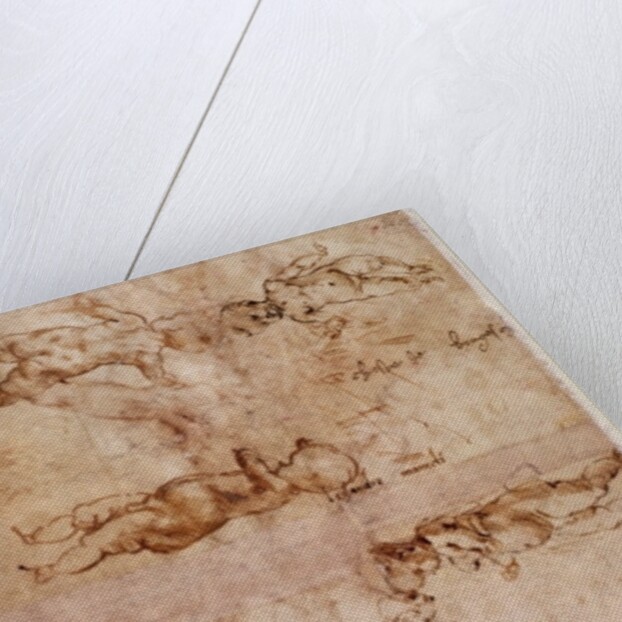 W.4v Page of sketches of babies or cherubs by Michelangelo Buonarroti