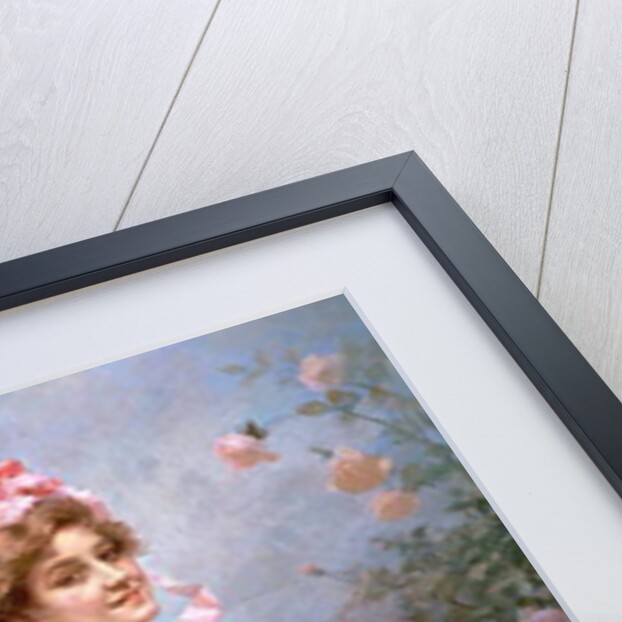 Elegant woman in a rose garden by Felix Hippolyte-Lucas