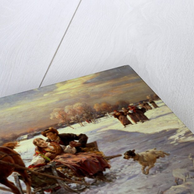 Lovers in a sleigh by Alfred von Wierusz-Kowalski