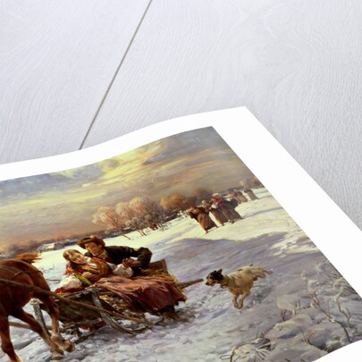 Lovers in a sleigh by Alfred von Wierusz-Kowalski
