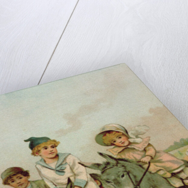 Children Riding Donkeys at the Seaside by Harriet M. Bennett