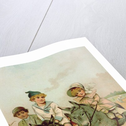 Children Riding Donkeys at the Seaside by Harriet M. Bennett