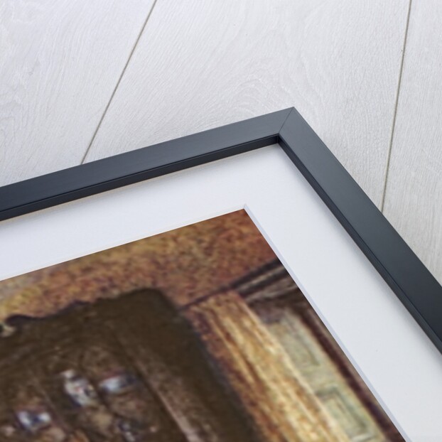 Mother playing with children in an interior by Helen Allingham