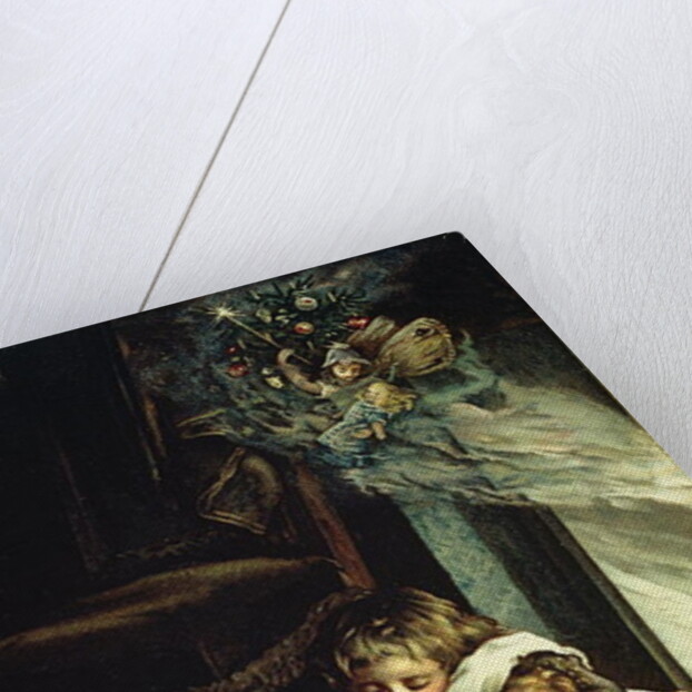 Children dreaming of toys, frontispiece of 'A Christmas Tree Fairy', pub. 1886 by Lizzie (1867-fl.1880-1902) Mack