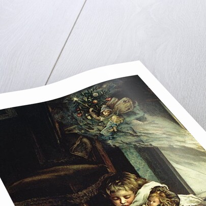 Children dreaming of toys, frontispiece of 'A Christmas Tree Fairy', pub. 1886 by Lizzie (1867-fl.1880-1902) Mack