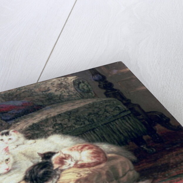 Cat with her Kittens on a Cushion by Henriette Ronner-Knip